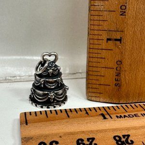 James Avery Wedding Cake Charm Sterling Silver Engraved Dec 21 on bottom